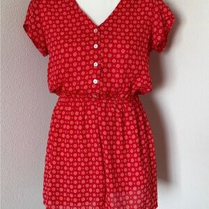As U Wish Red Floral Short Sleeve Romper